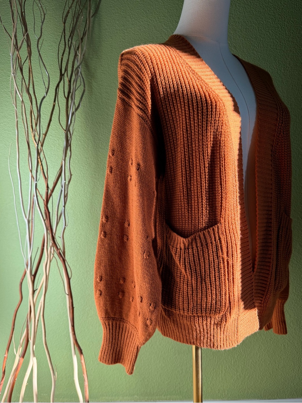J.O.A. Rust Orange Open-Front Knit Cardigan